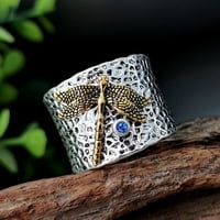 Ženski prstenovi plavi dijamant srebrni prsten vintage prsten srebrni zlatni dijamantni prsten leptir