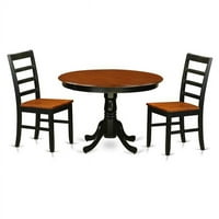 Blagovaonica - jedan okrugli mali stol i stolice sa FAU kožnom sjedištu, crno-cherry - in. - komad