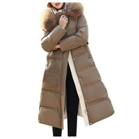 Ženska kaput jakna plus size s kapuljačom sa kapuljačom, čvrsti srednji i dugoročni labavi kaput dugih