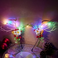 MubIneo božićne posude za ventilatore za glavu LED svjetla Up Cvijeće Cvijeće Berry Hair Hoop Headdress