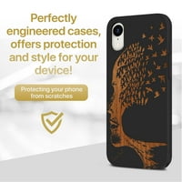 Torbica za drvo za iPhone XR kompatibilna zaštitna mobitel poklopac otporan na udarca slim fit laserska