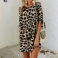 Homenesgenics ženske haljine ispod $ XXXL Žene Ljetni modni casual okrugli vrat Poluove rukav Leopard
