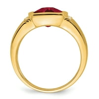 Čvrsta 14K žuto zlato stvorilo simulirani rubin i cz muški prsten