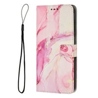 Dteck za iPhone Pro, udarni mramorni novčanik u stickstanu karata za prekrivanje kože, ružičasti poklopac