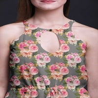 Bimba cvjetna ženska struka Crew Crw Strip String Maxi haljina sa bočnim prorezama Ljetno nošenje -