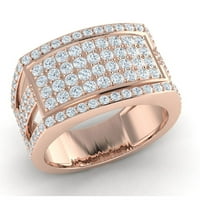 Pravi 2Ct okrugli rez Diamond Prong Cluster Muški Split Shank vjenčani obljetni prsten Čvrsti 14K Zlatni