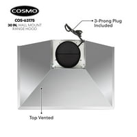 Cosmo 30 CFM kanal za zidnu montažu na kapuljačom kapuljača od nehrđajućeg čelika