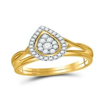 Dijamantna princeza 10kt Žuti zlatni okrugli dijamantski klaster Bridal Vjenčani prsten set CTTW