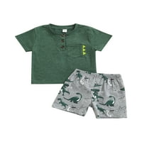 Toddles Baby Boys Outfits Postavite majicu s kratkim rukavima Dinosaur Štamparije Skraćene kratke hlače