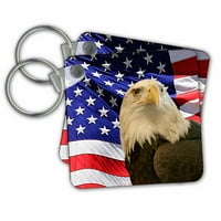 3Droza ćelav orao i američka zastava - ključni lanci, 2. po, skup od 2