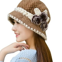 Dadaria Viseći vještice kape modne žene dama zima toplo kukirano cvijeće ukrašeno uši kapu Khaki 1 *