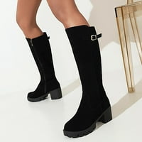 Wanyng Ženska moda i slobodno vrijeme Kolene High Boots Zip Up Boots High potpetice Ležerne cipele Casual