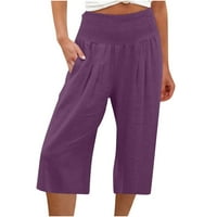 Azrian Womens Fals Modne hlače, ženske hlače sa širokim nogama visoke struke ravno hlače Casual Hlače ljubičaste veličine XL u prodaji