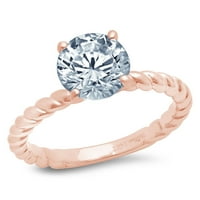2. CT sjajan okrugli rez čist simulirani dijamant 18k ružičasto zlato pasijans prsten sz 9.5
