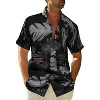 CLLIOS muške plaže Havajski majice Ljetna casual rever gumb s kratkim rukavima niz majice Print Tropical