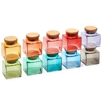 Ezoware boce šarenog staklenog staklenog stakla, mini kvadratni zrak začina začine čaše za skladištenje
