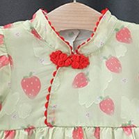 Djevojke dječje djece Dječji rukav Strawberry Prints Lathess Haljina Cheongsam dječja haljina za djecu