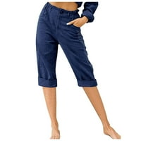 WHLBF Ljetno čišćenje ženske hlače izgubi široku nogu visoki struk ravne ležerne pantalone