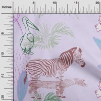 Onuone svilene tabby pastel ljubičaste tkanine tropske doodljene životinje sa lišćem DIY odjeće za prestanak