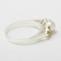 British napravio 10k bijeli zlatni kulturi i peridot ženski prsten za klaster - Opcije veličine - veličina