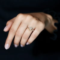 Oblik srca Moissitni vjenčani prsten za žene, 14k žuto zlato, SAD 7.50