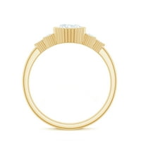 Ovalni pasijans Moissite zaručni prsten sa bočnim kamenjem, 14k žuto zlato, US 9.00