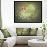 Art DesimanArt Crveni divlji makni cvijet na zelenoj cvjetni uokvireni platno umjetničko otisak u. Široko