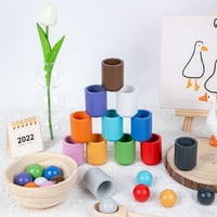 Montessori Drvena igračka sortiranje obrazovnih kuglica za igračke u čašama, kuglice kuglice, za starost