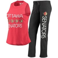 Ženski pojmovi Sport Red Black Ottawa Senators Meter tenk top i hlače Sleep set