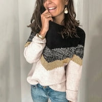 Ženski modni džemperi za žene plus veličine jesen zimski prugasti špricanje dugih rukava za pletenje
