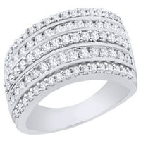 Bijeli prirodni dijamantski prsten od pet redova u 10k ružičastog zlata
