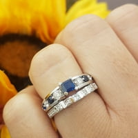Kolekcija Dazzlingock 14k Bijela dijamantska i plava safir Dame Bridal Angažman prsten, bijelo zlato,