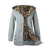 EGMY WOMENS Topla FAA kaput jakna Zimska leopard dugih rukava odjeća