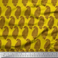 Soimoi Yellow Pamučna voil Tkanina Smeđa Paisley Ispis tkanina sa širokim dvorištem