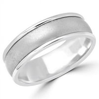Četkani i polirani mens Comfort Fit vjenčani prsten za vend u 14k bijelo zlato, veličine 3.5