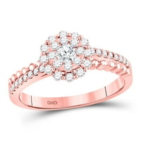 Ženska kruta 14kt ruža zlata okrugla Diamond Solitaire perlid se hrapav vjenčani prsten CTTW Ring veličine