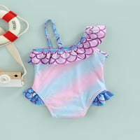 Canrulo Kids Baby Girls Bikini kupaći kostimi Ruffles Jedan ramena Ispisani kaiševi kupaći kupaći kupaći