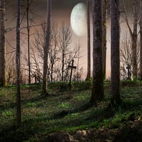 Greendecor Polyster 7x5FT grobnica Pozadina Forest Mesec za Noć vještica za fotografe za fotografije