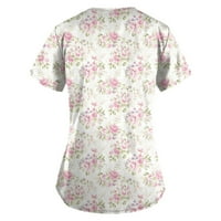 Umitay ženske majice personalizirano slatko ispis kratkih rukava V-izrez Top radne džišne džepske vrhove