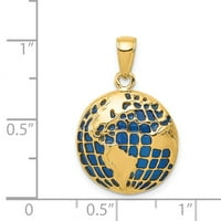 Jewels 14k žuti zlatni plavi emajlirani privjesak na globusu