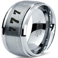 Tungsten Sretni broj Seven bend prstena za muškarce Žene Udobne fit sive koraka Bevel Edge brušeno polirano