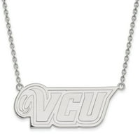 Čvrsta 14k bijela zlatna Virginia Commonwealth University veliki privjesak sa ogrlicom