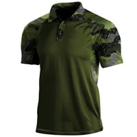 Muške sportove polo majice kratki rukav casual košulje navraćenim košuljem kamuflage, vojska zelena