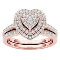 Žene u obliku srca u obliku srca Inde prsten za prste modni par prsten set nakit poklon, ružino zlato