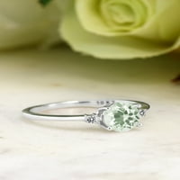Gem Stone King 10k bijeli zlatni dijamantski prsten okrugli zeleni prasiolit