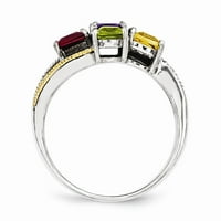 14K dvotonski zlatni prsten bend majke i obiteljski žuti polukretnini kamena montaža Square Diamond