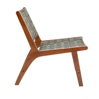 Akcentna stolica, tkana koža Midcentury Moderna akcentna stolica sa tepihom od bijelog vune, dvorište
