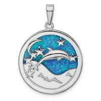Karat u karatsu sterling srebrni polirani finirani rodirani plavi plavi stvorio opal dolfini šarm privjesak