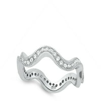 Bijela kubična cirkonija valovita vječna val zauvijek prsten sterling srebrna nakit ženske veličine
