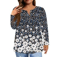 Strungten Women's Fise Mise Modna nova majica sa dugmetom Dugi rukavi Flower Print Casual Tops Bluze